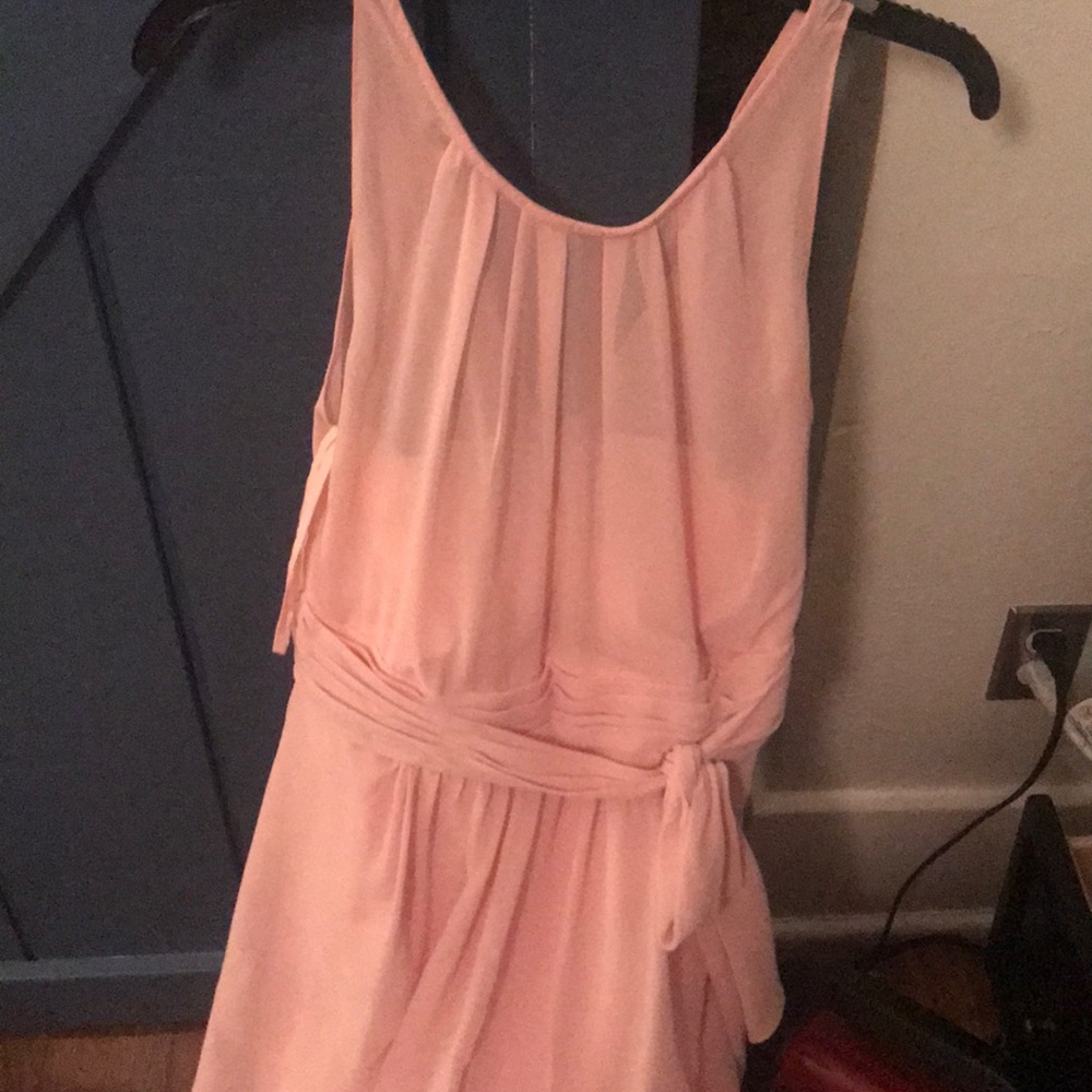 Long pink sleeveless formal dress